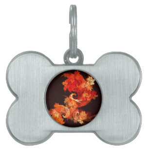 Placa Para Mascotas Arte abstracto de aves de fuego bailando