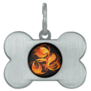 Placa Para Mascotas Arte abstracto de bola de fuego