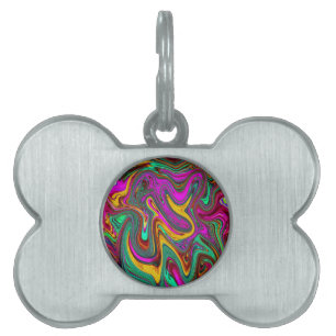 Placa Para Mascotas Arte abstracto de color rosa caliente marmoleado y