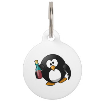 Placa Para Mascotas Arte borracho lindo del pingüino