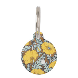 Placa Para Mascotas arte de amapola flor amarillo ilustracion