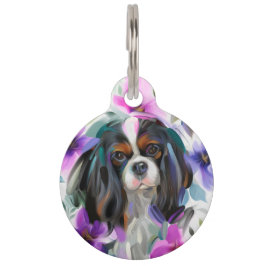 Placa para mascotas | Arte de Cavalier Tricolor "A