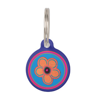 Placa Para Mascotas Arte de flores luminosas abstractas
