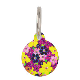 Placa Para Mascotas Arte de flores luminosas abstractas