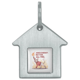 Placa Para Mascotas Arte de gato Sphynx sin pelo todo fuego Energía Ar