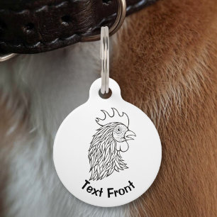 Placa Para Mascotas Arte de línea de cabeza de gallo