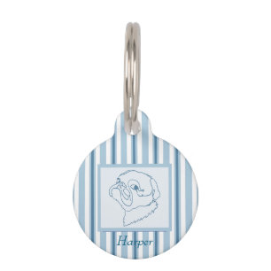 Placa Para Mascotas Arte de línea personalizable de Pug