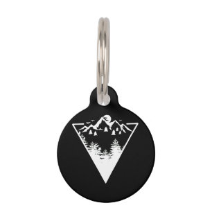 Placa Para Mascotas Arte de marco triangular con paisaje silvestre