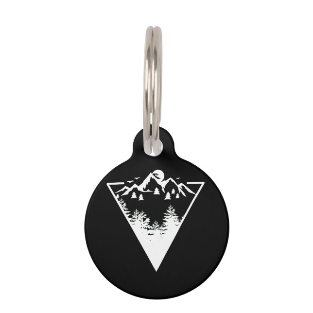 Placa Para Mascotas Arte de marco triangular con paisaje silvestre (Anverso)