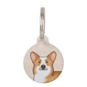 Placa Para Mascotas Arte de mascota de cabeza de Corgi galés de Pembro