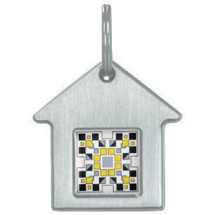 Placa Para Mascotas Arte de patrón de colcha geométrica moderna