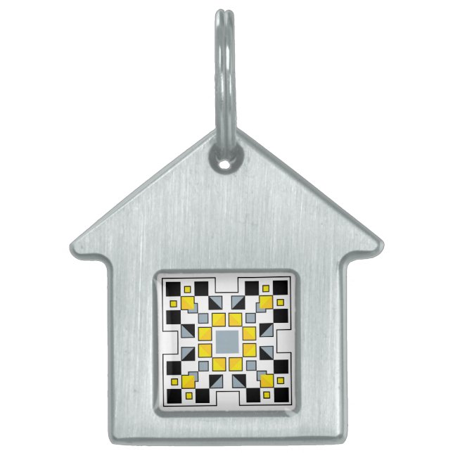 Placa Para Mascotas Arte de patrón de colcha geométrica moderna  (Frente)