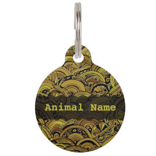 Placa Para Mascotas Arte de patrón pintado a mano y digitalmente 15