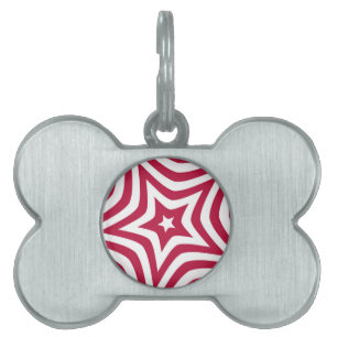 Placa Para Mascotas Arte de Patrón Vectorial con Estrella Roja y Blanc
