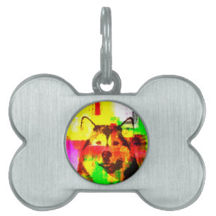 Placa Para Mascotas Arte de perros Husky Siberiano