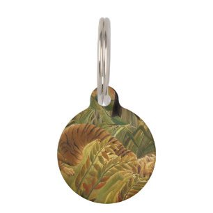 Placa Para Mascotas Arte de Rousseau Selva Tropical Tigre