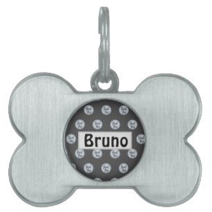 Placa Para Mascotas Arte de texto de perro bueno lunares grises modern