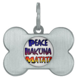 Placa Para Mascotas Arte degradado de Peace Hakuna Matata