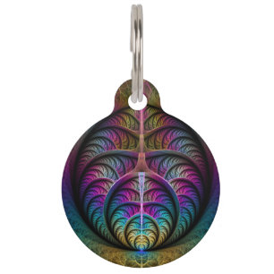 Placa Para Mascotas Arte fractal colorido con estampado trippy