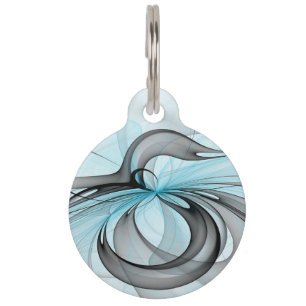 Placa Para Mascotas Arte fractal moderno gris antracita abstracto
