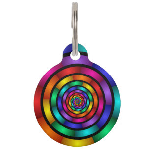 Placa Para Mascotas Arte fractal moderno y psicodélico