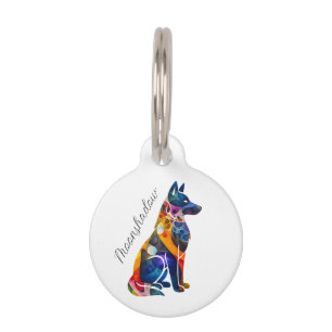 Placa Para Mascotas Arte fractal pastor alemán