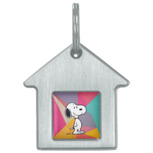 Placa Para Mascotas Arte Pop Geométrico de Dibujos Animados de Beagle