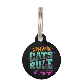 Placa Para Mascotas Arte Pop Vibrante Personalizado 'Gatos Sphynx Mand