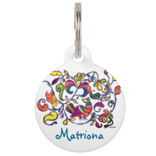 Placa Para Mascotas Arte popular de pájaro del norte