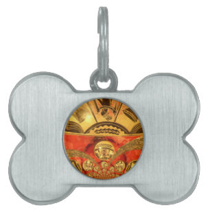 Placa Para Mascotas Arte tradicional africano rojo dorado