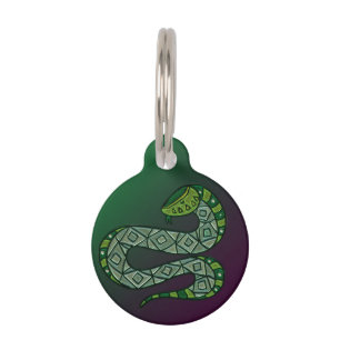 Placa Para Mascotas Arte tribal metalizado de serpiente de Guay
