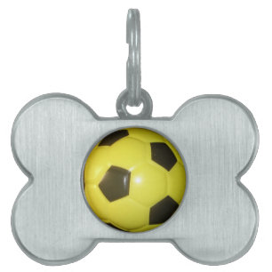 Placa Para Mascotas Arte vibrante de fútbol amarillo y negro (fútbol)