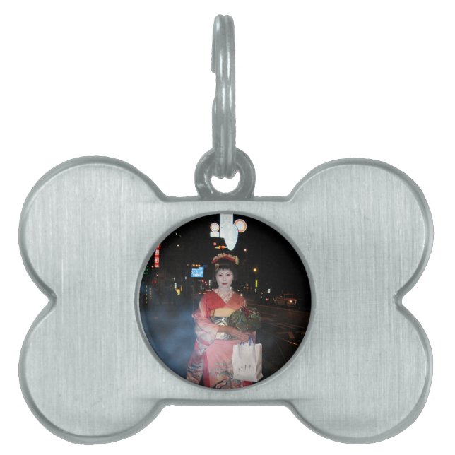 Placa Para Mascotas Asakusa Geisha Neo Tokyo (Frente)