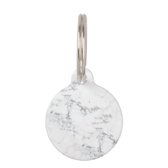 Placa Para Mascotas Aspecto sofisticado de textura de mármol blanco fa (Anverso)