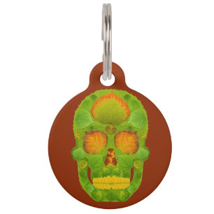 Placa Para Mascotas Aspen Leaf Skull 10