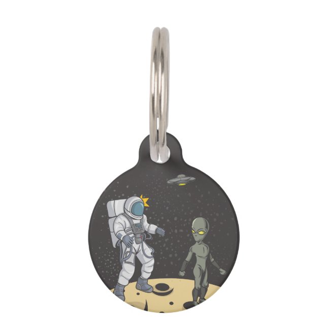 Placa Para Mascotas Astronauta y alienígena    (Anverso)