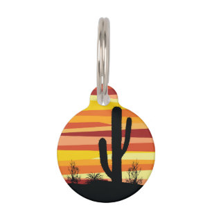 Placa Para Mascotas Atardecer del desierto geométrico