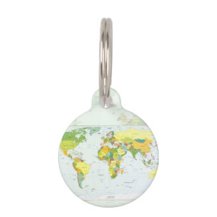 Placa Para Mascotas Atlas del País del Mapa Mundial
