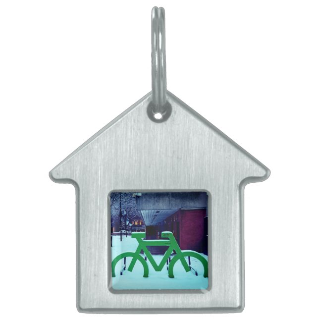 Placa Para Mascotas Atrapado en la nieve (Frente)