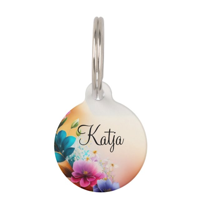 Placa Para Mascotas Auqarell Blumen auf Halbmond (Anverso)