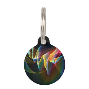 Placa Para Mascotas Aurora boreal, aurora abstracta del arco iris