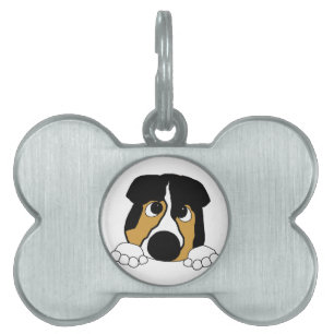 Placa Para Mascotas aussie tri negro curioso