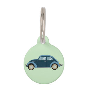 Placa Para Mascotas auto retro azul fresco con escoria