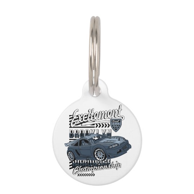 Placa Para Mascotas Automóvil de Carreras _ Motor (Anverso)