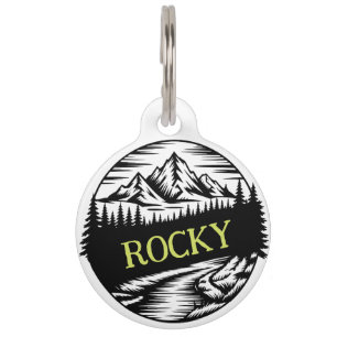 Placa Para Mascotas Aventura al Aire Libre Montaña Personalizada