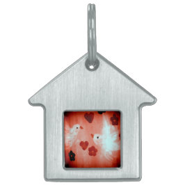 Placa Para Mascotas Aves de amor rojo y blanco