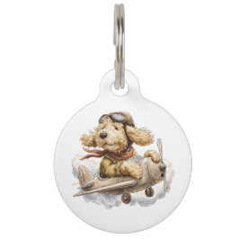 Placa Para Mascotas Avión piloto de perros Goldendoodle