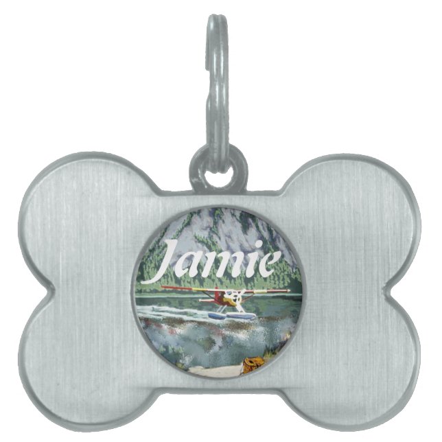 Placa Para Mascotas Avión Y Viajes De Pesca De Alaska Bush (Frente)