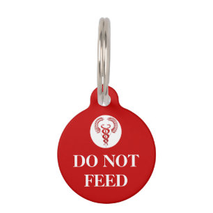 Placa Para Mascotas Aviso de salud del mascota - no alimente a caduceu