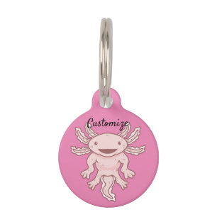 Placa Para Mascotas Axiolotl rosado lindo Thunder_Cove